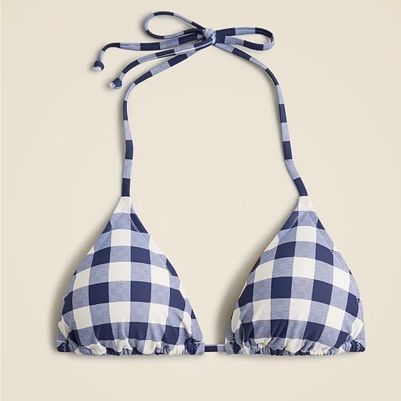 J. Crew Other - J crew String Bikini Top in Gingham blue white sz medium M